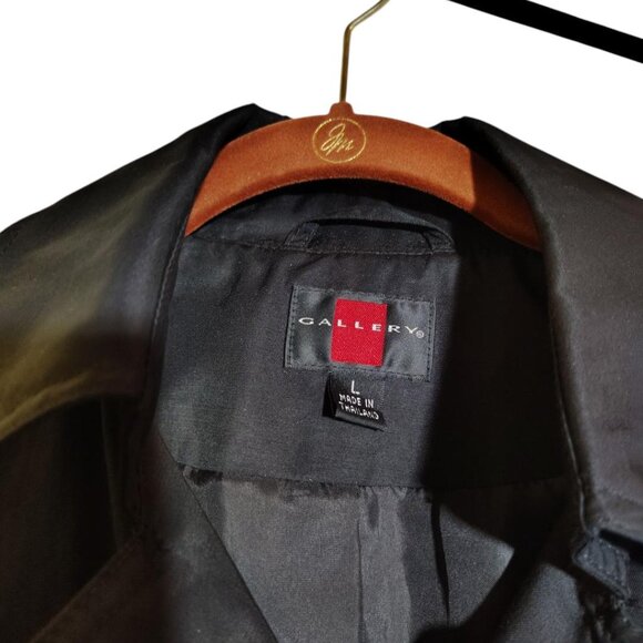 Gallery Full Length Trench Coat, Size Large, Black - Picture 2 of 4